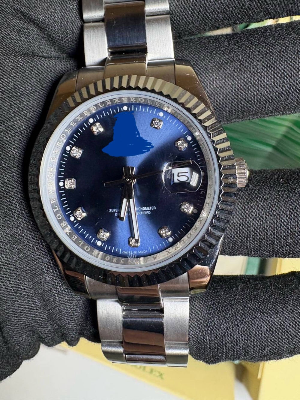 “Used” Steel Men's Wristwatch - Blue Dial